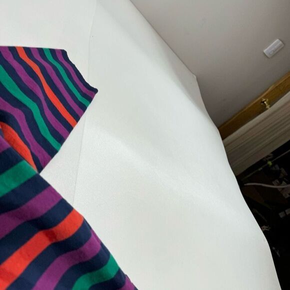 Lands' End Top Womens 2X Purple Striped Long-Sleeve Crew-Neck Drawstring Blouse - Picture 5 of 9